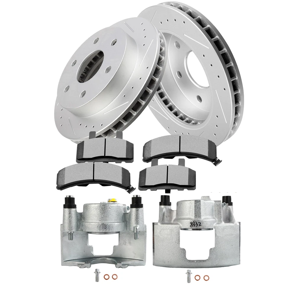 Pinzas de freno delanteras L+R para GMC K1500 1994-1998 rotores de freno pastillas de freno 8 piezas Foto 1 de 4