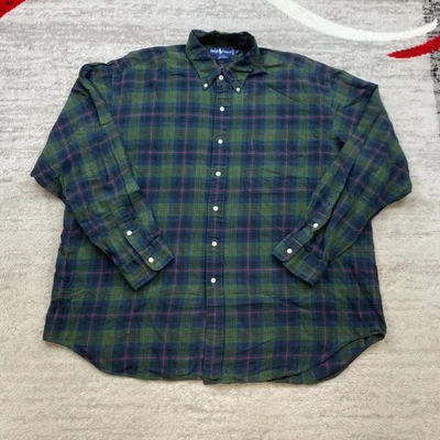 VTG Polo Ralph Lauren Shirt 2XL XXL Green Blue Black Pony Blackwatch Tartan 90s - Image 1 of 4
