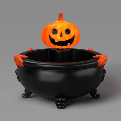 10" Light and Sound Jack Skeleton Candy Bowl Halloween Decorative Prop Black - Image 1 of 3