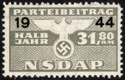 1944 Nazi Germany Dues Stamp NSDAP Half Year Membership Party Contribution 31.80 - Image 1 of 4