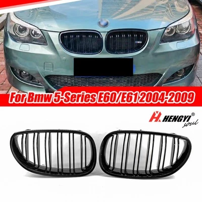 Parrilla delantera para BMW Serie 5 E60/E61 04-09 530i 528i estilo M negro brillante Foto 1 de 4