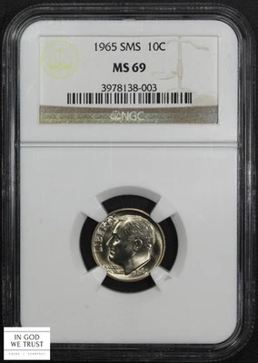 1965 SMS Roosevelt Dime 10C NGC MS 69 - Roosevelt Dime - SMS - Image 1 of 4