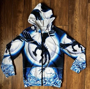 Boys Girls Zip Up Hoodie Blue Dragon ~ Medium 8-10 Kids Youth Size ~Lightweight  - Picture 1 of 3