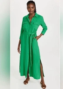 Abito Camicia L'agence Donna Cameron Verde Cintura Lino Vestibilità Relaxed Tg M Made USA - Foto 1 di 19