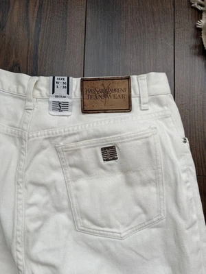 80s Vintage Yves Saint Laurent Pants Metallic Logo 36/30 Dead Stock - Image 1 of 4