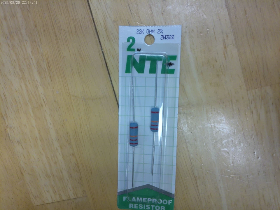 NTE Electronics 2W322 RESISTOR 2 WATT METAL OXIDE FILM FLAMEPROOF 22K OHM 2 PACK