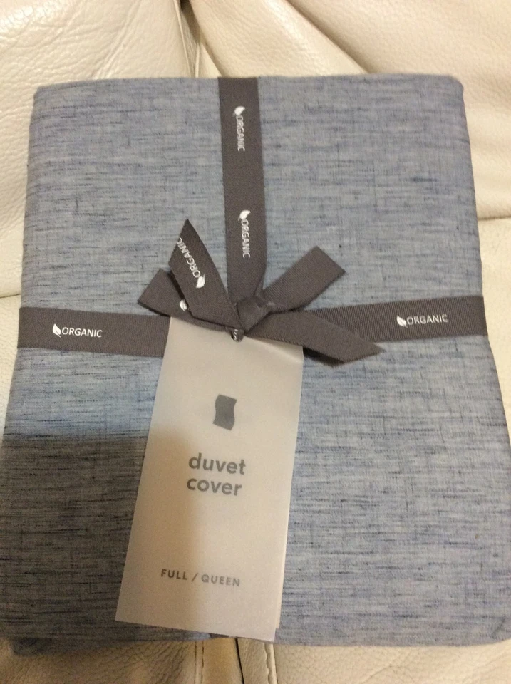 Funda nórdica West Elm satén de algodón jaspeado F/Q NUEVA azul rocío de la mañana Foto 1 de 1