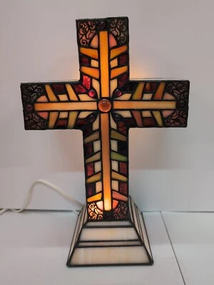 Luz Lámpara Acento Cruz 13" Cuentas Vidrieras, Luces No Incluidas  Foto 1 de 4