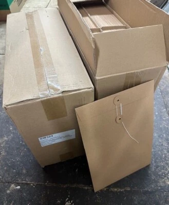 MANILLA Brown String & Washer Envelopes   Button Tie Card   REUSABLE x 100 - Image 1 of 2