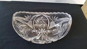 VINTAGE AMERICAN BRILLIANT WHIRLING HOBSTAR/BRUNSWICK? CRYSTAL OBLONG BOWL/DISH - Picture 1 of 8