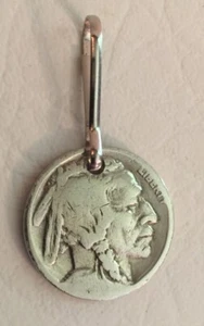 Authentic Indian Nickel Zipper Pull!  Jacket Handbag Purse Charm!  US Seller! - Picture 1 of 5