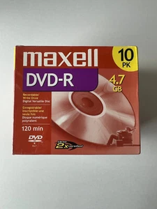 Maxell DVD-R 10 pk 4.7 gb 120 min 2X Discontinued Blank Recordable Disc - Afbeelding 1 van 5