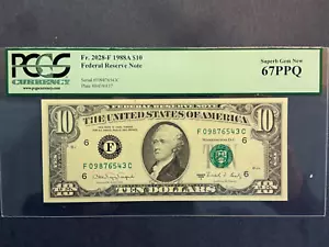 Descending Ladder Serial Number $10 (0-9-8-7-6-5-4-3) PCGS67 Fancy Serial Number - Picture 1 of 8