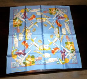 VINTAGE CAROL NEWMANN SEIDE STADTSCHALS SAN FRANCISCO NEU HELLBLAU - Bild 1 von 6