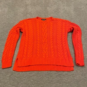 Suéter Lauren Ralph Lauren Mujer Pequeño Naranja Cable Tejido Pescador Preppy Años 90 - Imagen 1 de 11