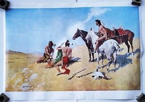 Rare Vintage Frederic Remington Color Poster "The Smoke Signal" 40" x 28" - Picture 1 of 5