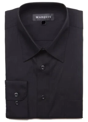Camisa Marquis Calce Clásico Sólido Manga Larga Negra 4XL XXXXL 20.5 36/37 Foto 1 de 2