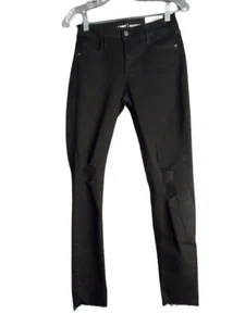 Old Navy High Rise Rockstar Super Skinny Jeans Black Distressed Ankle 2 New - Picture 1 of 7