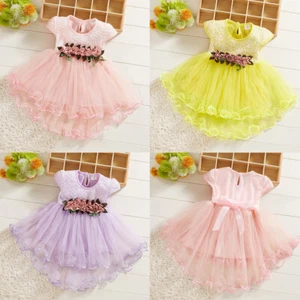 Summer Toddler Girls Flowers Floral Tank Dress Tulle Ruched Princess Dresses - Picture 1 of 29