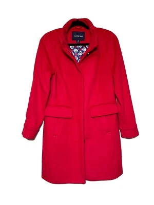 Abrigo vintage Lands End lana cachemir guisante para mujer 10 rojo forrado preppy Foto 1 de 4