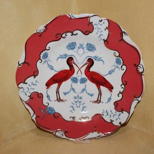 Anthropologie Lou Rota Nature Table Dessert Plate Scarlet Ibis Bird New - Picture 1 of 8