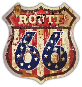 Adesivo decalcomania paraurti auto emblema americano Route 66 Road Grunge - Foto 1 di 1