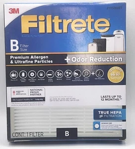 Filtrete TRUE HEPA Air Purifier Filter 1150097 Size B Allergen Odor Defense - Picture 1 of 7