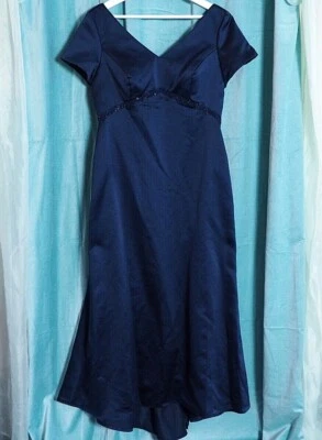 Alfred Angelo Blue Indigo Simple Formal Prom Bridesmaid Elegant Evening Dress M - Image 1 of 4