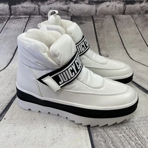 Juicy Couture Boots Womens 7 White Veronica Puffer Logo Spell Out Winter Fall - Picture 1 of 10