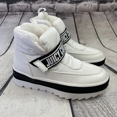 Juicy Couture Boots Womens 7 White Veronica  Puffer Logo Spell Out Winter Fall - Image 1 of 4