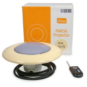 Pool Unterwasser Scheinwerfer LED RGB mitFernbedienung Frontring SAND PAR56 - Bild 1 von 5