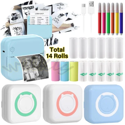 Mini Pocket Thermal Printer Bluetooth Inkless Photo Label Printing Rolls Paper - Image 1 of 4