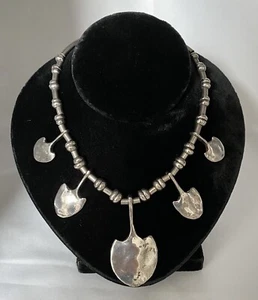 Vintage Modernist CW Hallmarked London 1996 Statement Sterling Silver Necklace - Bild 1 von 11