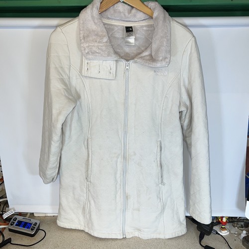 OFF WHITE Giacca trapuntata bianca The North Face taglia large con cerniera intera