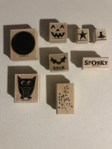 Halloween Gummistempel, Holz Bastelstempel, gruselig Halloween 8 Stück - Bild 1 von 6