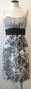 VESTIDO SIN TIRANTES FLORAL CASA BLANCA MERCADO NEGRO DE SEDA IMPRESIONANTE BLANCO Y NEGRO TALLA 8 - Imagen 1 de 9
