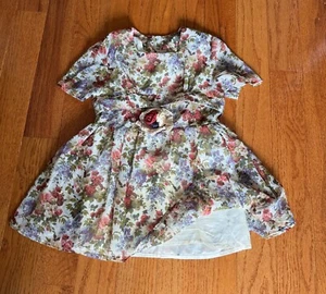Vintage Monkey Wear Girls Floral Chiffon Dress w/Slip - Size 5 - Picture 1 of 6