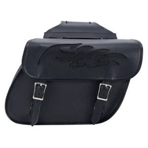 Black Motorcycle Saddlebag with Flames - Picture 1 of 5