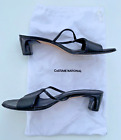 COSTUME NATIONAL Designer Mules in Black Leather Size 39, Heel 2 Inches, Women