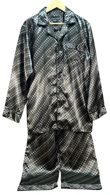 Conjunto de Pijama Robert Louis 2 Peças Masculino S Mistura de Seda Manga Longa Ouro Preto - Imagem 1 de 4