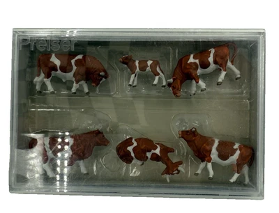 Preiser Preisgruppe 5 - HO 1:87 Brown & White Cows #10155 (Juego de 6) Foto 1 de 4