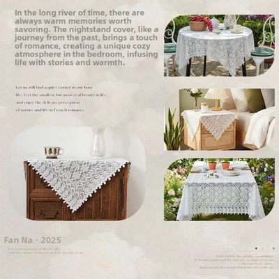 Embroidered Table Decor Delicate Macrame Pattern Generous Coverage For Tables - Image 1 of 4