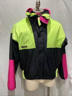 Columbia 90s Neon Green Black Radial Sleeve Wintertrainer Interchange Jacket - Image 1 of 4