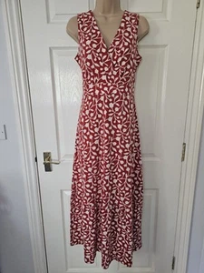 Seasalt Beach Glass Dress Size 10 Sleeveless Cotton Tiered Red Midaxi Summer - Picture 1 of 13