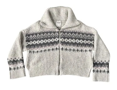 Cárdigan grueso tejido Abercrombie & Fitch suéter cremallera completa para mujer talla L Fair Isle Foto 1 de 4