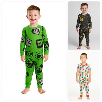 Lote de 3 conjuntos de pijama para niños talla 4, Minecraft, Pikachu, máscaras PJ, conjuntos de camisa-pantalón Foto 1 de 4