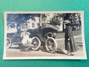 Rocky Hill CT Changing Tire on Early Automobile Model T soft top c. 1909 1910 - Picture 1 of 2