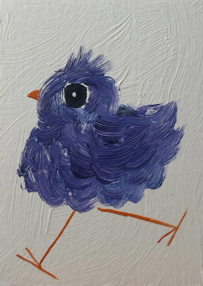 Pintura Original ACEO, Arte al Óleo Impresionismo Pájaro, Plaxe Emmer, Animal Abstracto Foto 1 de 1