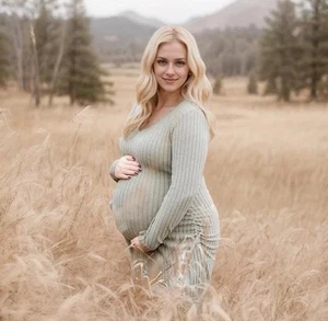Maternity Bodycon Dress Sleeveless Maternity Dress for Baby Shower P Size M - Picture 1 of 4