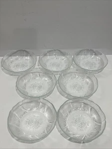 Arcoroc France Fleur Klarglas Paar gepresste Blumen 7 Früchte Dessert 5 3/4" D - Bild 1 von 5